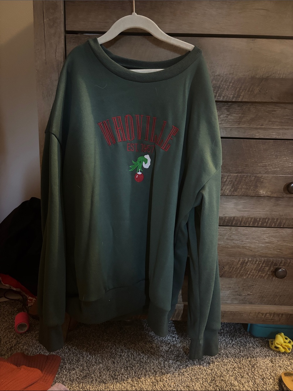 Green Crewneck Sweater - Holiday Graphic